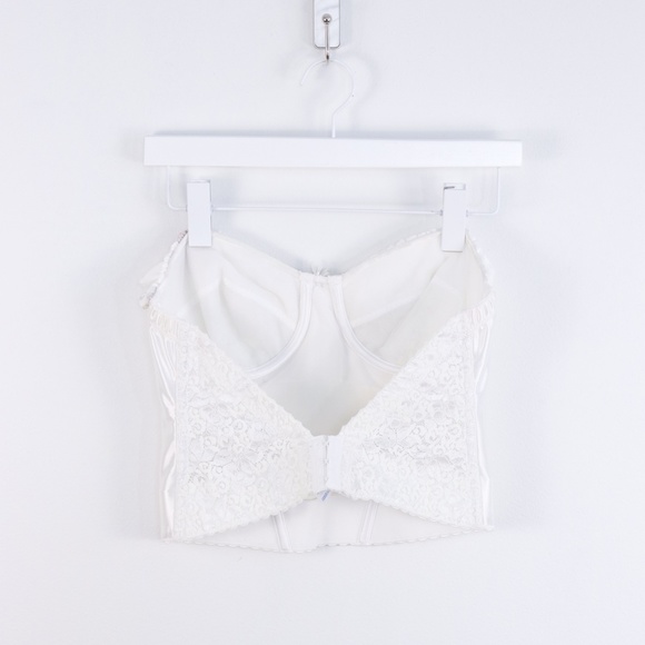 Reworked Victorian Style Ivory Satin Corset Top W/  Ruffles on Bust - S/M - Picture 11 of 15